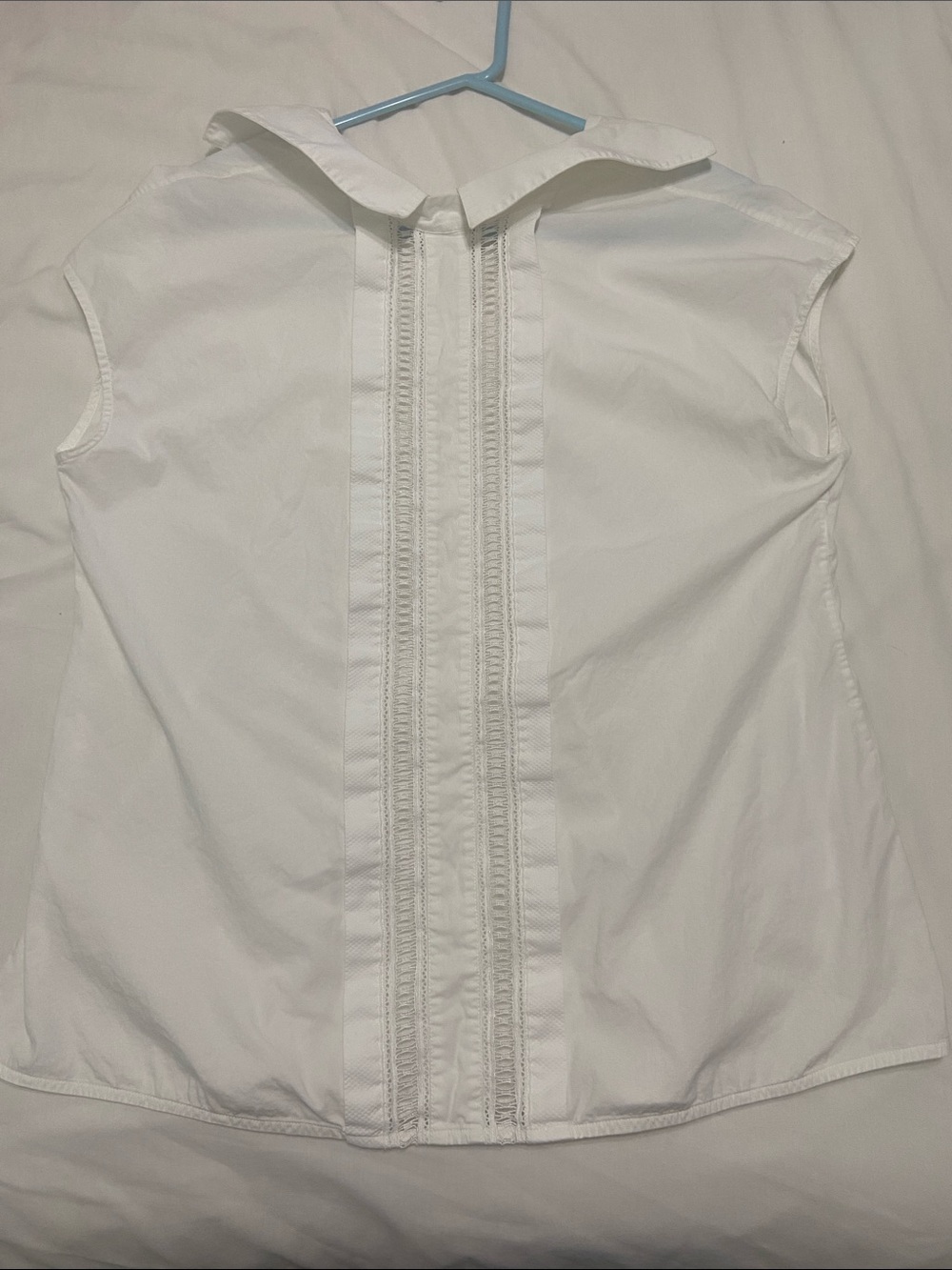 Anne Fontaine White Sleeveless Cotton Blouse with Pintuck Detail - “Prissy”